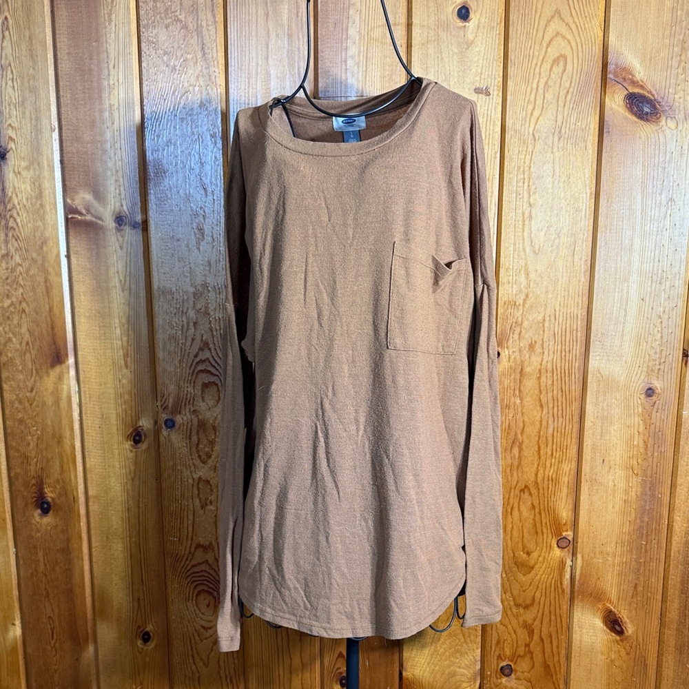 Old Navy Brown Knit Top large oversized loose fitting causal top long sleeve